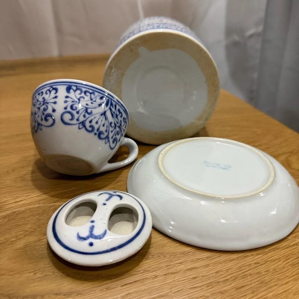 Blue Floral Porcelain Teapot and Cup Set - Classic Ceramic Tea Service